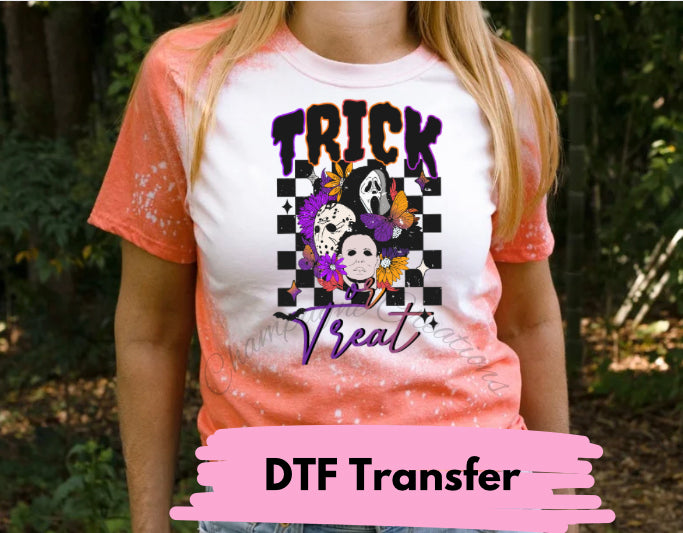 Trick or Treat horror character collage DTF