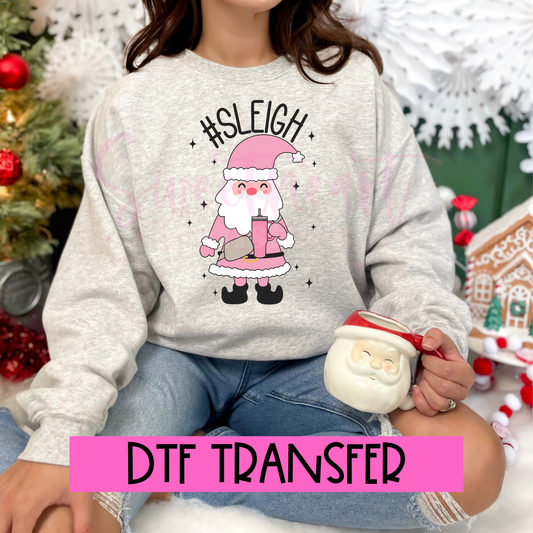 DTF Sleigh Pink Santa