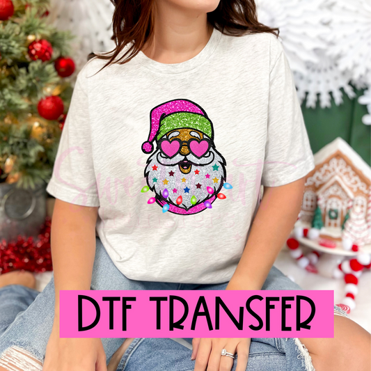 DTF Santa Sparkle Faux Glitter