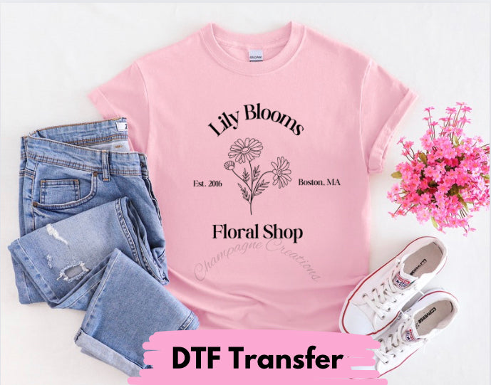 Lily Blooms floral shop-bookish DTF transfer