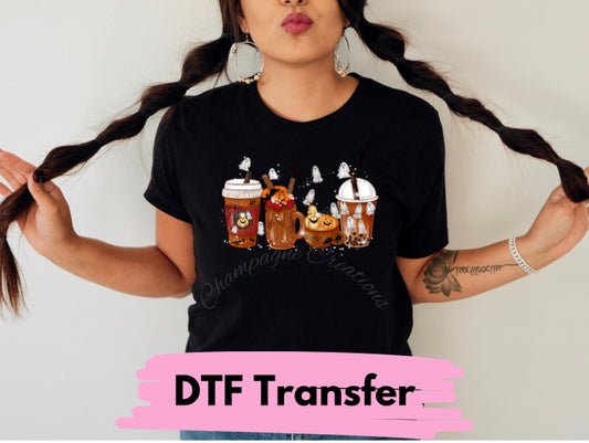 Fall coffee drinks DTF transfer