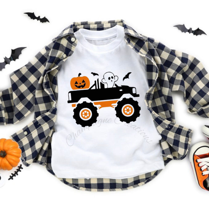 Monster truck ghost DTF transfer toddler