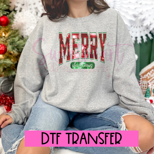 DTF Merry Christmas Pixalated Glitter